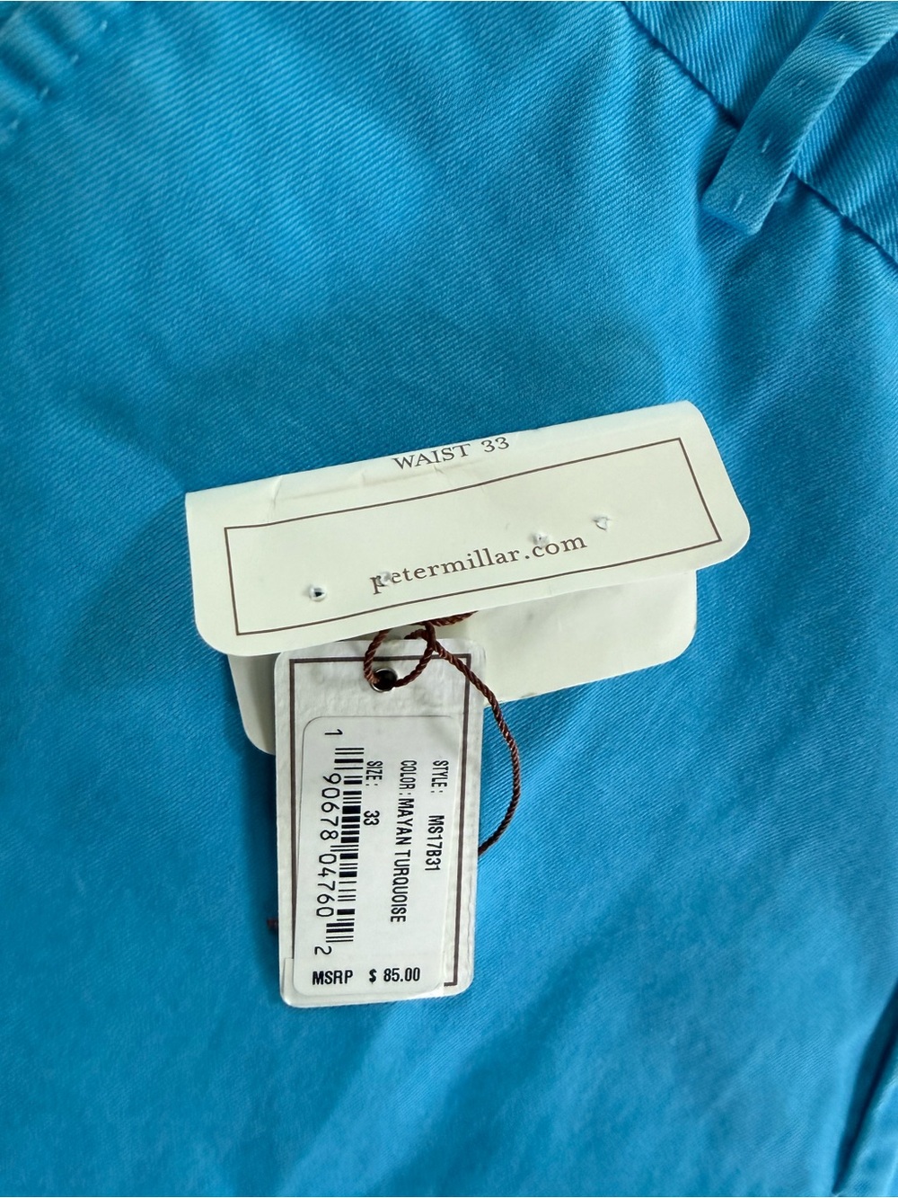 Peter Millar Turquoise Flat-Front Cotton Shorts - Picture 2 of 6